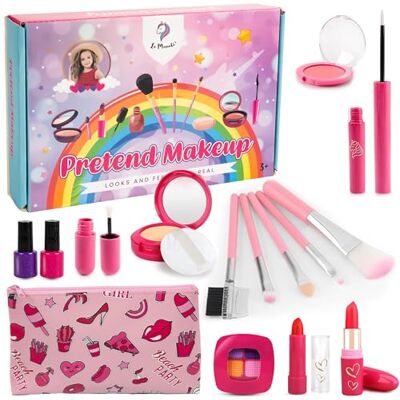 La Manuli Barnmakeup leksak flickor falsk smink för barn, handväska och tillbehör, imitationsspel, födelsedagspresent till prinsessan flickor 3 4 5 6 7 8 år gammal La Manuli Barnmakeup leksak flickor falsk smink för barn, handväska och tillbehör, imitationsspel, födelsedagspresent till prinsessan flickor 3 4 5 6 7 8 år gammal