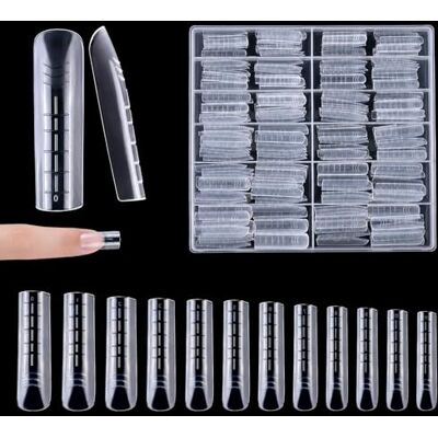 Carehabi 240 st falska naglar nagelsystem form akryl cercueil nagelsystem nagelverktyg manikyr, graderad skala, 12 storlekar Carehabi 240 st falska naglar nagelsystem form akryl cercueil nagelsystem nagelverktyg manikyr, graderad skala, 12 storlekar