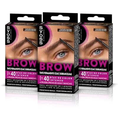 Syoss Permanent Brow Tint för ögonbryn – mörkbrun, 3-pack, full täckning och hållbar färg Syoss Permanent Brow Tint för ögonbryn – mörkbrun, 3-pack, full täckning och hållbar färg