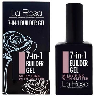 La Rosa LaRosa 7-i-1 BYGGGEL i Flaska – Stärkande UV Builder Gel 15 ml för Nagelförlängning, Långvarig Bas-/Topplack MJÖLKLIG ROSA MED GLITTER La Rosa LaRosa 7-i-1 BYGGGEL i Flaska – Stärkande UV Builder Gel 15 ml för Nagelförlängning, Långvarig Bas-/Topplack MJÖLKLIG ROSA MED GLITTER