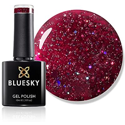 BLUESKY BLZ35 Jul Glitter Kom Nagellack 10 ml, Scarlett Röd BLUESKY BLZ35 Jul Glitter Kom Nagellack 10 ml, Scarlett Röd