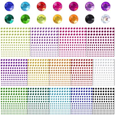 Diboniur 2310 stycken glitterstenar ansikte, 14 ark glitterstenar självhäftande, glitterstenar för att klistra fast strass för ansikte makeup, nagelkonst och festival tillbehör, flerfärgade Diboniur 2310 stycken glitterstenar ansikte, 14 ark glitterstenar självhäftande, glitterstenar för att klistra fast strass för ansikte makeup, nagelkonst och festival tillbehör, flerfärgade