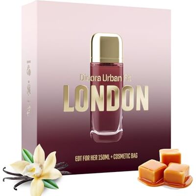 Dicora UrbanFit DICORA URBAN FIT SET LONDON FOR HER + NECESER Damparfym EDT 150 ml, blommig doft med Bergamott, jasmin, vanilj och karamell Dicora UrbanFit DICORA URBAN FIT SET LONDON FOR HER + NECESER Damparfym EDT 150 ml, blommig doft med Bergamott, jasmin, vanilj och karamell