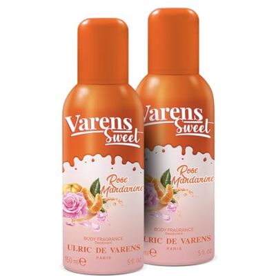 Ulric de Varens Body Fragrance Varens Sweet Rose Mandarine Floral Et Fruity Parfym och deodorant för kvinnor 2-i-1 spray set med 2 x 150 ml Ulric de Varens Body Fragrance Varens Sweet Rose Mandarine Floral Et Fruity Parfym och deodorant för kvinnor 2-i-1 spray set med 2 x 150 ml