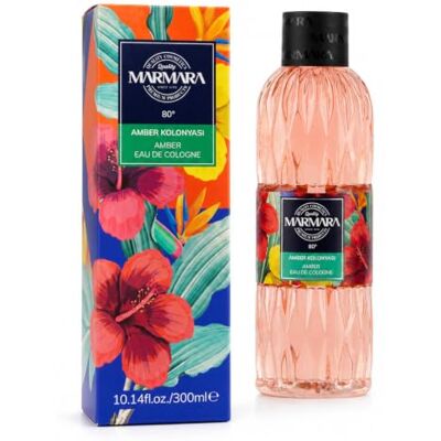 MARMARA BEAUTY Eau de Cologne Amber 300 ml – 80° alkohol – uppfriskande doft för kvinnor – doftvatten för kvinnor – fräschar ner – träig och kryddig – EDC damlugnande MARMARA BEAUTY Eau de Cologne Amber 300 ml – 80° alkohol – uppfriskande doft för kvinnor – doftvatten för kvinnor – fräschar ner – träig och kryddig – EDC damlugnande