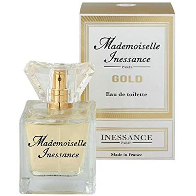 Corine de Farme INESSANCE Paris, Eau de Toilette Mademoiselle Inessance Gold, en fruktig blommig tolkning, en ljus och luftig doft, 50 ml, tillverkad i Frankrike Corine de Farme INESSANCE Paris, Eau de Toilette Mademoiselle Inessance Gold, en fruktig blommig tolkning, en ljus och luftig doft, 50 ml, tillverkad i Frankrike