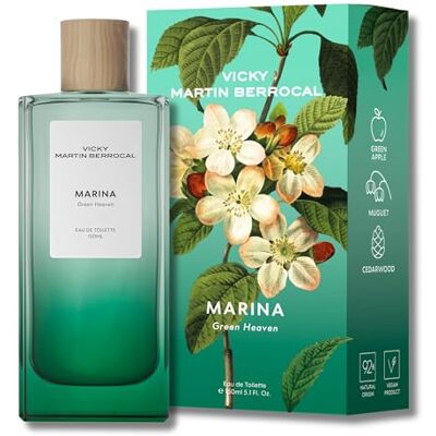 VICKY MARTIN BERROCAL Eau de Toilette MARINA Kvinnors parfym Frukt blommig doft med grönt äpple och muguet 92% naturligt ursprung vegan, 150 ml VICKY MARTIN BERROCAL Eau de Toilette MARINA Kvinnors parfym Frukt blommig doft med grönt äpple och muguet 92% naturligt ursprung vegan, 150 ml