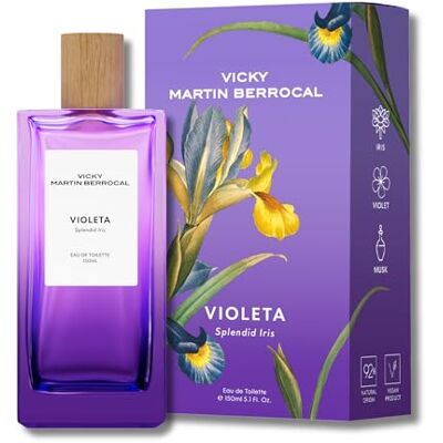 VICKY MARTIN BERROCAL Eau de Toilette VIOLETA Kvinnors parfym Hållbar blommig doft med Iris och violett Vegan och 92% naturligt ursprung, 150 ml VICKY MARTIN BERROCAL Eau de Toilette VIOLETA Kvinnors parfym Hållbar blommig doft med Iris och violett Vegan och 92% naturligt ursprung, 150 ml