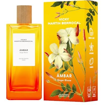 VICKY MARTIN BERROCAL Eau de Toilette AMBAR Kvinnors parfym, citrus blommig doft med noter av kalk, jasmin och bärnsten 92% naturligt ursprung vegan, 150 ml VICKY MARTIN BERROCAL Eau de Toilette AMBAR Kvinnors parfym, citrus blommig doft med noter av kalk, jasmin och bärnsten 92% naturligt ursprung vegan, 150 ml