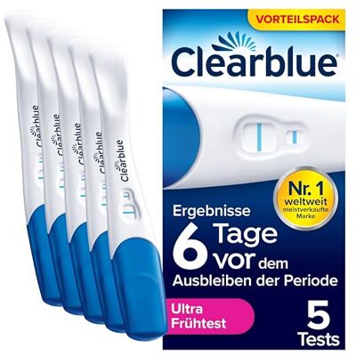 Clearblue graviditetstest, ultratidig detektering, resultat 6 dagar tidigare, 5 tester Clearblue graviditetstest, ultratidig detektering, resultat 6 dagar tidigare, 5 tester
