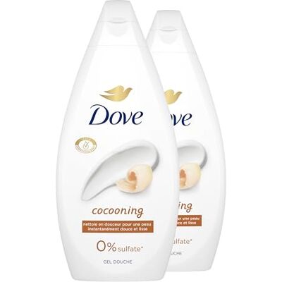 Dove Essential Cocooning duschgel 0% sulfat 2 x 450 ml Rengör försiktigt för en omedelbart mjuk och slät hud, utan sulfaterade skummedel, dermatologiskt testad Dove Essential Cocooning duschgel 0% sulfat 2 x 450 ml Rengör försiktigt för en omedelbart mjuk och slät hud, utan sulfaterade skummedel, dermatologiskt testad