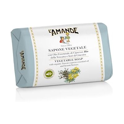 L'Amande Vegetabilisk Handtvål Delikat Känslig Hud med Eterisk Olja Toskansk Ekologisk Cypress, Energizing Cleaning Tvål Utan Gratis Alkalier, Blommande Arom och Delikat 200gr L'Amande Vegetabilisk Handtvål Delikat Känslig Hud med Eterisk Olja Toskansk Ekologisk Cypress, Energizing Cleaning Tvål Utan Gratis Alkalier, Blommande Arom och Delikat 200gr