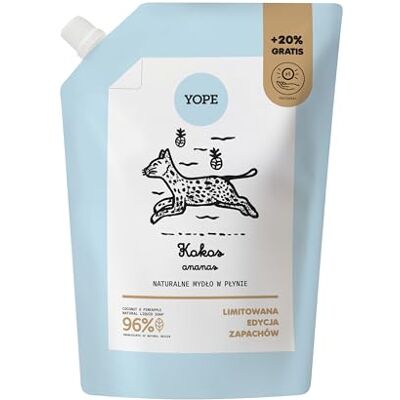 Yope – Naturlig handtvål refill kokos ananas begränsad utgåva – vegetabilisk formel veganskt testad djurförsöksfri mild rengöring med kokos extrakt alger allantoin – 600 ml Yope – Naturlig handtvål refill kokos ananas begränsad utgåva – vegetabilisk formel veganskt testad djurförsöksfri mild rengöring med kokos extrakt alger allantoin – 600 ml