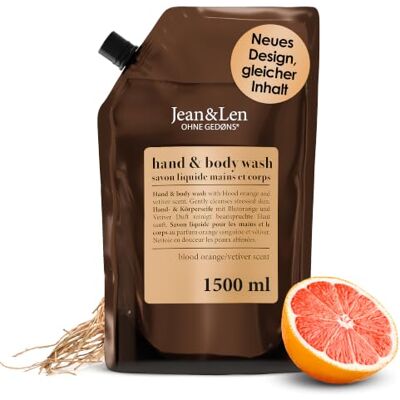 Jean & Len Hand & Body Wash Blodapelsin & Vetiver, vegan, 1,5L Jean & Len Hand & Body Wash Blodapelsin & Vetiver, vegan, 1,5L