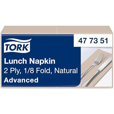 Tork Lunchservett Natur, 1/8-Vikt, 2-Lagers, 33 cm x 33 cm, 10 x 200 Servetter, 477351 Tork Lunchservett Natur, 1/8-Vikt, 2-Lagers, 33 cm x 33 cm, 10 x 200 Servetter, 477351