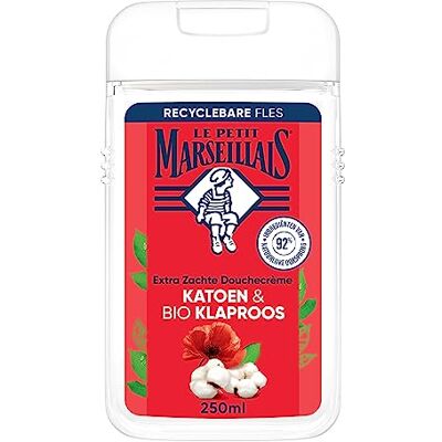 Le Petit Marseillais Extra mjuk duschkräm bomull och bio vallmo, pH-neutral för hud och dermatologiskt testad, 12 x 250 ml Le Petit Marseillais Extra mjuk duschkräm bomull och bio vallmo, pH-neutral för hud och dermatologiskt testad, 12 x 250 ml
