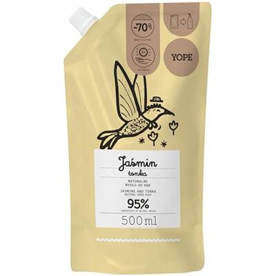Yope Naturlig handtvål refill pack flytande jasmin & tonka mild rengöring och vård fuktgivande för frekvent handtvätt veganskt dermatologiskt testat djurförsöksfri 500 m Yope Naturlig handtvål refill pack flytande jasmin & tonka mild rengöring och vård fuktgivande för frekvent handtvätt veganskt dermatologiskt testat djurförsöksfri 500 m