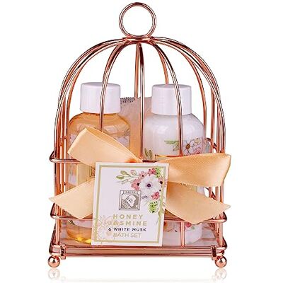 accentra duschset dampresentset HONEY JASMINE i en vacker trådkorg 3-delat vårdset med duschgel, bodylotion och badsvamp wellnesspresentset för födelsedagar & Alla hjärtans dag accentra duschset dampresentset HONEY JASMINE i en vacker trådkorg 3-delat vårdset med duschgel, bodylotion och badsvamp wellnesspresentset för födelsedagar & Alla hjärtans dag