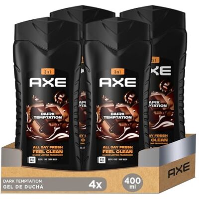 Axe Mörk Temptation 3-i-1 duschgel och schampo för män, 400 ml, 4-pack Axe Mörk Temptation 3-i-1 duschgel och schampo för män, 400 ml, 4-pack