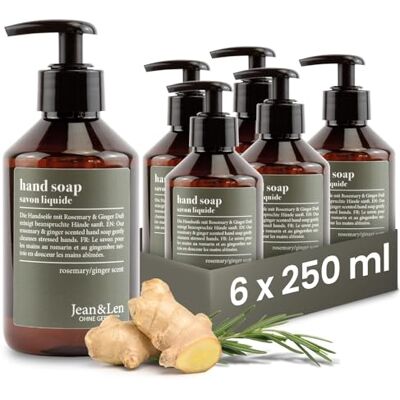 Jean & Len Handtvål Rosemary & Ginger, 6 x 250 ml Jean & Len Handtvål Rosemary & Ginger, 6 x 250 ml