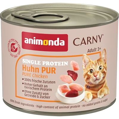 animonda Carny Carny Katter, våtfoder, singel, protein, ren kyckling (6 x 200 g), katter, våtfoder med endast en proteinkälla från animonda, kattmat för vuxna katter animonda Carny Carny Katter, våtfoder, singel, protein, ren kyckling (6 x 200 g), katter, våtfoder med endast en proteinkälla från animonda, kattmat för vuxna katter