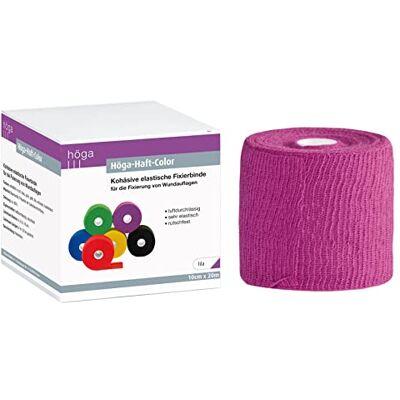 Höga Pharm Haft-Color lila 10 cm x 20 m töjd, kohäsiv (självhäftande) elastisk fast binde, luftgenomsläpplig, mycket elastisk, halkfri Höga Pharm Haft-Color lila 10 cm x 20 m töjd, kohäsiv (självhäftande) elastisk fast binde, luftgenomsläpplig, mycket elastisk, halkfri