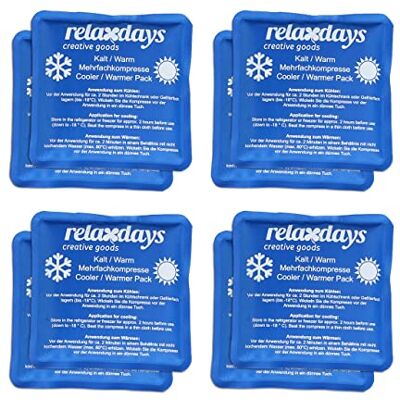 Relaxdays kylkompresser, 8-pack, kyl- och värmekompresser, 11 x 11 cm, blå första hjälpen, återanvändbara gelkompresser Relaxdays kylkompresser, 8-pack, kyl- och värmekompresser, 11 x 11 cm, blå första hjälpen, återanvändbara gelkompresser