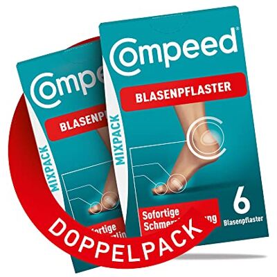 Compeed bubbelplåster mixpack dubbelpack – hydrokolloidplåster i olika storlekar – mot bubblor på hälar, tår och för små bubblor, 12 plåster Compeed bubbelplåster mixpack dubbelpack – hydrokolloidplåster i olika storlekar – mot bubblor på hälar, tår och för små bubblor, 12 plåster