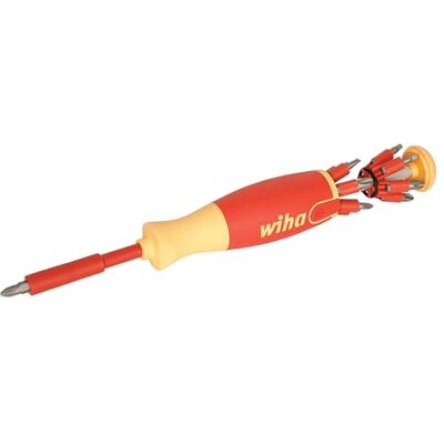 Wiha 38050 14 delar isolerad pop-up bithållare set slitsade, stjärnklar, fyrkantig, Pozidriv. Wiha 38050 14 delar isolerad pop-up bithållare set slitsade, stjärnklar, fyrkantig, Pozidriv.