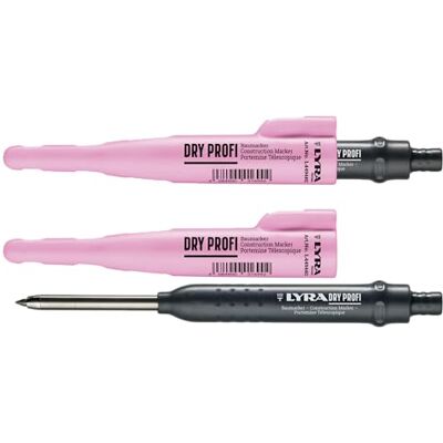 LYRA DRY PROFI BAUMARKER Colour Edition rosa, inklusive pennvässare och klämma, universell grafit-mine i 2B, 2,8 mm för alla ytor LYRA DRY PROFI BAUMARKER Colour Edition rosa, inklusive pennvässare och klämma, universell grafit-mine i 2B, 2,8 mm för alla ytor