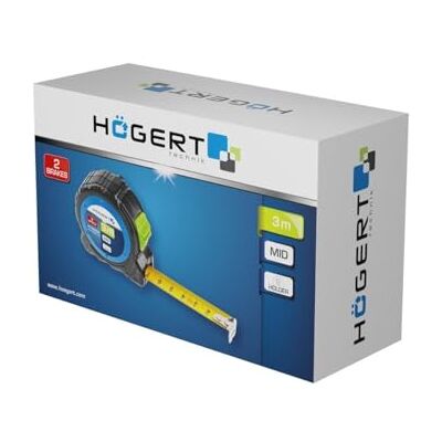 Högert Technik – professionellt måttband 8 m – kompakt, universellt användbar måttband – praktisk bältesklämma – 0,11 mm tjockt elastiskt stålband – automatisk bandupprullningsmekanism Högert Technik – professionellt måttband 8 m – kompakt, universellt användbar måttband – praktisk bältesklämma – 0,11 mm tjockt elastiskt stålband – automatisk bandupprullningsmekanism