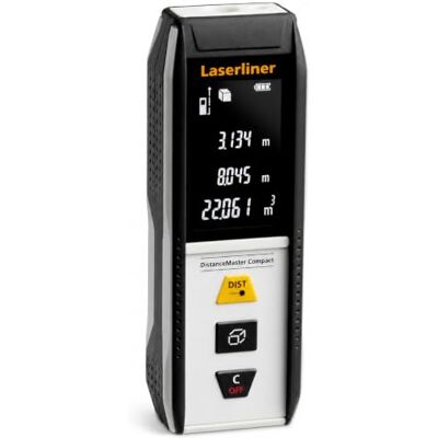 Laserliner Laser avståndsmätare upp till 30 m, DistanceMaster Compact 30, mätning av längd/yta/volym, kontinuerlig mätning, minne 50 värden, inkl. väska Laserliner Laser avståndsmätare upp till 30 m, DistanceMaster Compact 30, mätning av längd/yta/volym, kontinuerlig mätning, minne 50 värden, inkl. väska