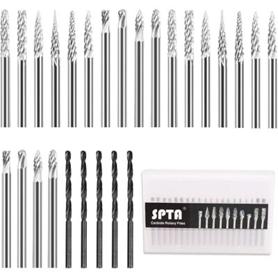 SPTA Roterande fräsar, 20 st volframkarbid fräs roterande stålborr filer diamantvekar/roterande verktyg med 1/8 tum (3 mm) stång/gör-det-själv snickeri, snideri, gravyr, träborrning CTBD3MIX SPTA Roterande fräsar, 20 st volframkarbid fräs roterande stålborr filer diamantvekar/roterande verktyg med 1/8 tum (3 mm) stång/gör-det-själv snickeri, snideri, gravyr, träborrning CTBD3MIX