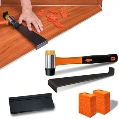 DAIMANN 43-delars laminatgolvsats med ergonomisk hammare, kildistanser, slagblock och bladborttagare för exakt och snygg installation DAIMANN 43-delars laminatgolvsats med ergonomisk hammare, kildistanser, slagblock och bladborttagare för exakt och snygg installation