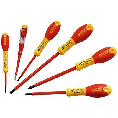 Stanley Juego 6 Piezas Aislados Plana/Pozidrivee FatMax pålitlig funktion för verkstad, hem och professionellt bruk, 6-pack Stanley Juego 6 Piezas Aislados Plana/Pozidrivee FatMax pålitlig funktion för verkstad, hem och professionellt bruk, 6-pack