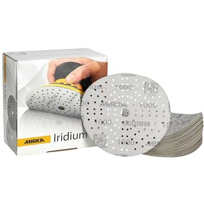 Mirka Iridium sandpapper 150mm 121 hål kardborre korn 1000 50 st Mirka Iridium sandpapper 150mm 121 hål kardborre korn 1000 50 st