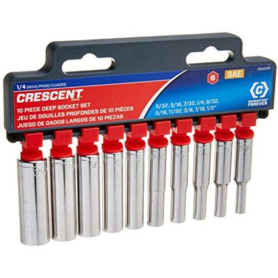CRESCENT 10 st. 1/4 tum Drive 6-punkts Deep SAE Socket Set – CSAS10N CRESCENT 10 st. 1/4 tum Drive 6-punkts Deep SAE Socket Set – CSAS10N