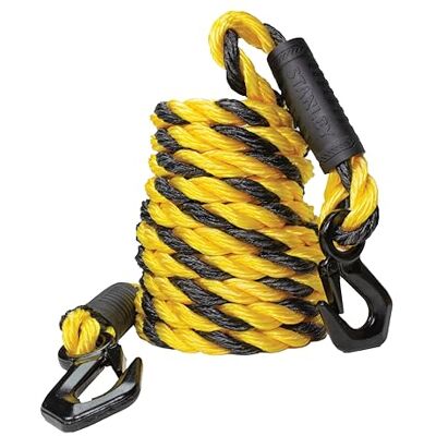 Stanley S1052 bogserlina av polyblandväv, flätad bogserlina med robust, svart tri-krok, 1,1 kg säker arbetsbelastning, 3,3 kg brottstyrka, svart/gul Stanley S1052 bogserlina av polyblandväv, flätad bogserlina med robust, svart tri-krok, 1,1 kg säker arbetsbelastning, 3,3 kg brottstyrka, svart/gul