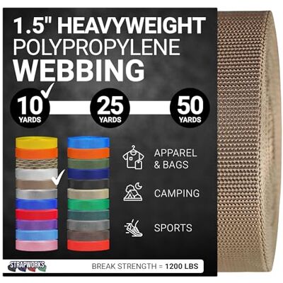 Strapworks tungvikt polypropylen väv – slitstark polyrem för utomhus gör-det-själv utrustning reparation, 1,5 tum x 10 meter, brun Strapworks tungvikt polypropylen väv – slitstark polyrem för utomhus gör-det-själv utrustning reparation, 1,5 tum x 10 meter, brun