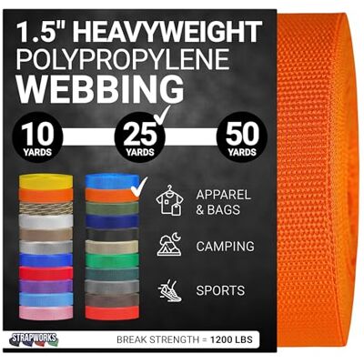 Strapworks tungvikt polypropylenväv – slitstark poly-rem för utomhusreparation av gör-det-själv-utrustning, 1,5 tum x 25 meter, orange Strapworks tungvikt polypropylenväv – slitstark poly-rem för utomhusreparation av gör-det-själv-utrustning, 1,5 tum x 25 meter, orange