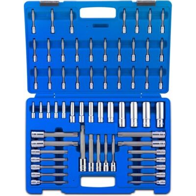Neiko 10287A Extra långt uttagsbitar och djup sockelsats 60 delar S2 manipulationssäkra Torx Plus Bits och Cr-V stål E-Torx-uttag, en storlek Neiko 10287A Extra långt uttagsbitar och djup sockelsats 60 delar S2 manipulationssäkra Torx Plus Bits och Cr-V stål E-Torx-uttag, en storlek