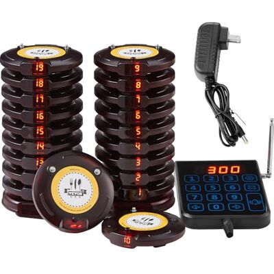 VEVOR Restaurangpersonalsystem, 500 m lång räckvidd, trådlös restaurang, med vibrationer och blinkers, 20 surrar för kö, lastbil restaurang, café, butik VEVOR Restaurangpersonalsystem, 500 m lång räckvidd, trådlös restaurang, med vibrationer och blinkers, 20 surrar för kö, lastbil restaurang, café, butik