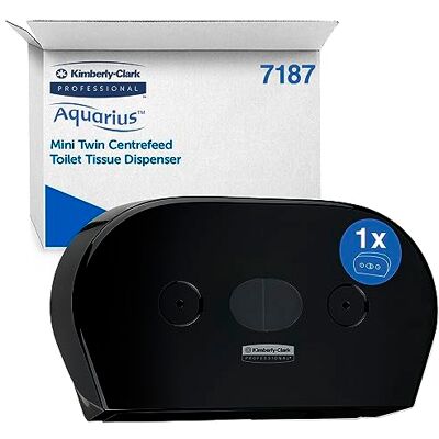 K-C Professional Aquarius Mini Dubbel Toalettpappershållare, Toalettpappersdispenser med central upplaga 7187 – 1 x svart K-C Professional Aquarius Mini Dubbel Toalettpappershållare, Toalettpappersdispenser med central upplaga 7187 – 1 x svart