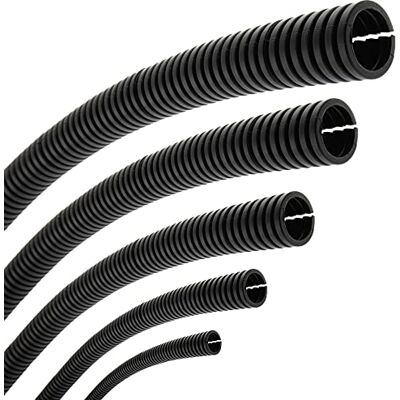 Svart PP-korrugerad rör - 7mm diameter, 5m längd, sidouppning Svart PP-korrugerad rör - 7mm diameter, 5m längd, sidouppning
