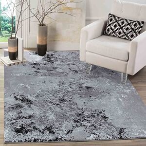 Serdim Rugs Serdim mattor lugn modern abstrakt sprutad grunge texturerad samtida mattor, svart, rektangel 80 x 150 cm Serdim Rugs Serdim mattor lugn modern abstrakt sprutad grunge texturerad samtida mattor, svart, rektangel 80 x 150 cm