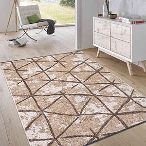 Jimri Vändbar matta med kort lugg – platt vävd matta för sovrum och vardagsrum, entré, hall – maskintillverkad, mjuk polyester och bomull löpare – diamant beige, storlek: 115 x 170 cm Jimri Vändbar matta med kort lugg – platt vävd matta för sovrum och vardagsrum, entré, hall – maskintillverkad, mjuk polyester och bomull löpare – diamant beige, storlek: 115 x 170 cm