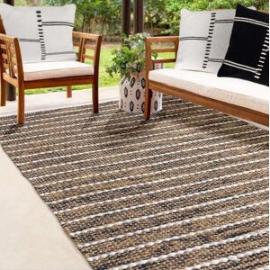Atout Ciel Rektangulär matta i jute- och bomull, svart beige randig effekt, 100 x 150 cm Atout Ciel Rektangulär matta i jute- och bomull, svart beige randig effekt, 100 x 150 cm