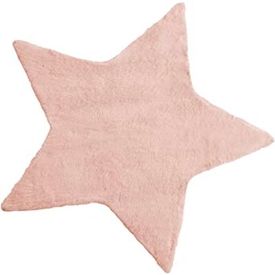 Baroni Home Lång lugg matta, mjuk barnmatta, barnrumsmatta, mjuk ekologisk pälsmatta, rosa stjärna, 90 x 90 cm Baroni Home Lång lugg matta, mjuk barnmatta, barnrumsmatta, mjuk ekologisk pälsmatta, rosa stjärna, 90 x 90 cm