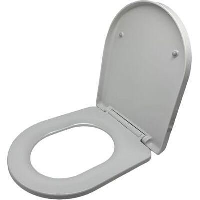 Relaxdays toalettsits med soft-close-mekanism & quick release, 36 x 42 cm, duroplast, toppmontering, D-form, vit Relaxdays toalettsits med soft-close-mekanism & quick release, 36 x 42 cm, duroplast, toppmontering, D-form, vit