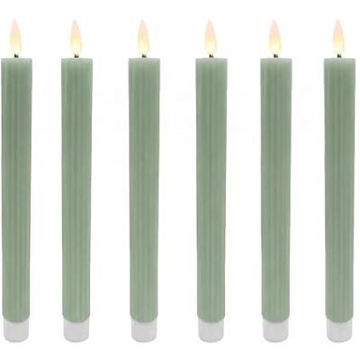 Relaxdays LED avsmalnande ljus set med 6, flimrande låga, äkta vax, spårade, flamlös, salvia, 25 x 2 cm Relaxdays LED avsmalnande ljus set med 6, flimrande låga, äkta vax, spårade, flamlös, salvia, 25 x 2 cm